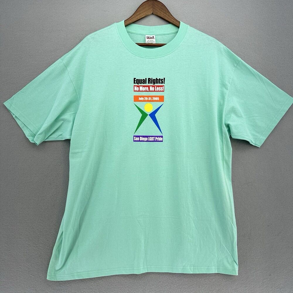2005‎ LGBT San Diego Pride Equal Rights No More Less Tshirt USA Rainbow VTG Y2K